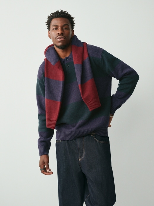 maglione polo rilassato a righe da rugby