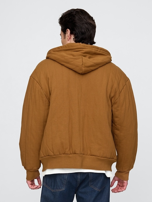 felpa con cappuccio trapuntata con zip e fodera a nido dape