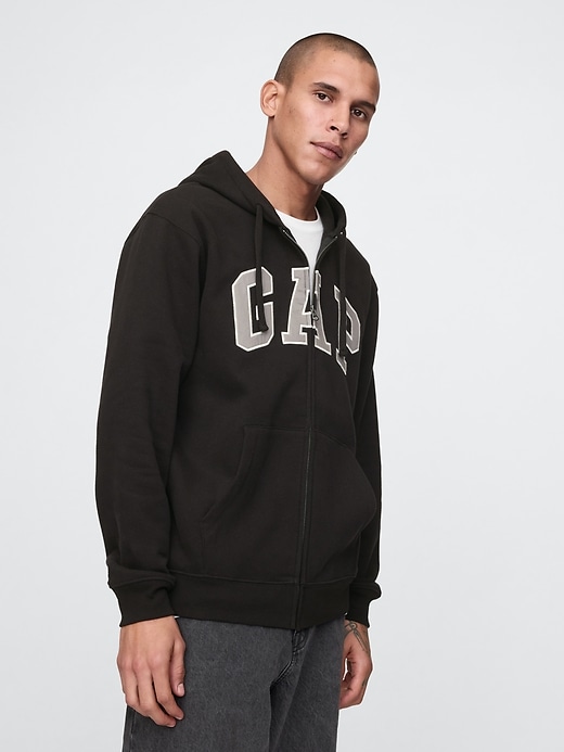 felpa con cappuccio e zip intera con logo vintagesoft arch per adulti