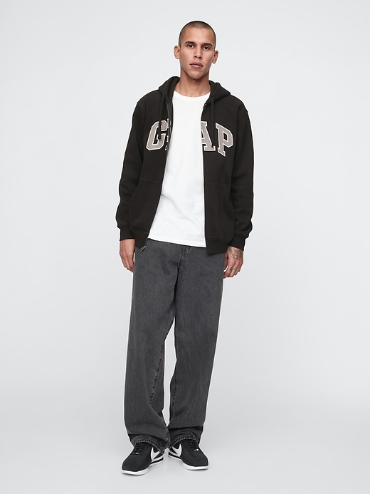 felpa con cappuccio e zip intera con logo vintagesoft arch per adulti