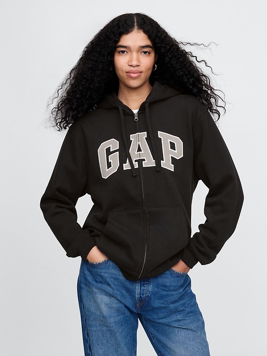 felpa con cappuccio e zip intera con logo vintagesoft arch per adulti