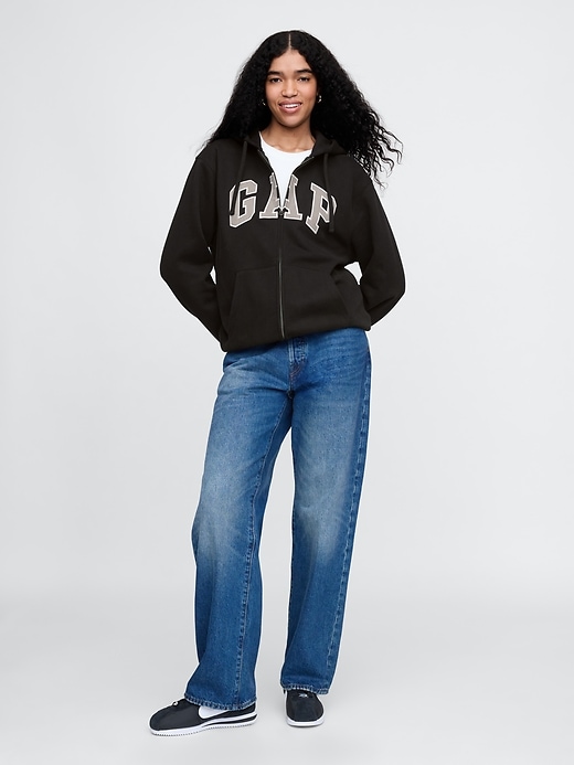 felpa con cappuccio e zip intera con logo vintagesoft arch per adulti