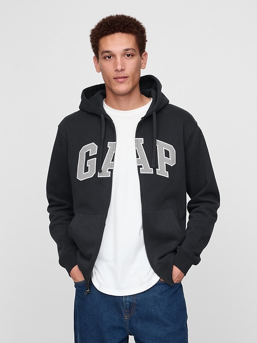 felpa con cappuccio e zip intera con logo vintagesoft arch per adulti