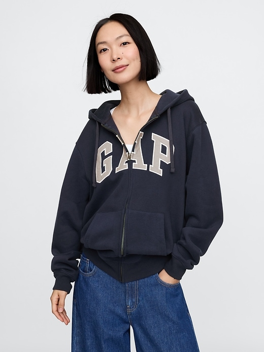 felpa con cappuccio e zip intera con logo vintagesoft arch per adulti