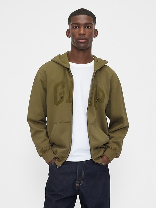 felpa con cappuccio e zip intera con logo vintagesoft arch per adulti