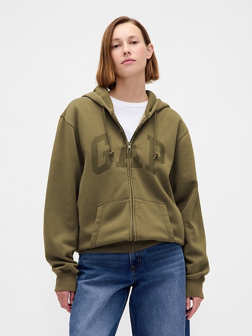 felpa con cappuccio e zip intera con logo vintagesoft arch per adulti