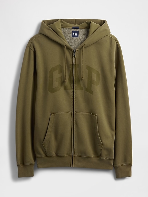 felpa con cappuccio e zip intera con logo vintagesoft arch per adulti