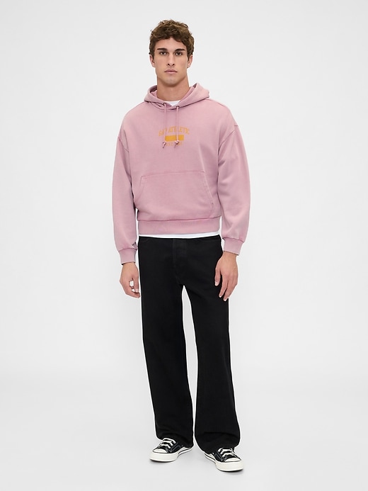 felpa con cappuccio oversize con logo pesante