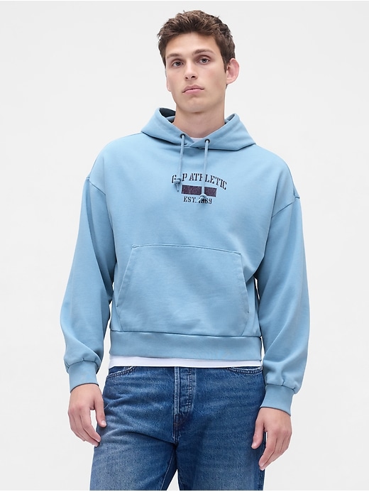 felpa con cappuccio oversize con logo pesante