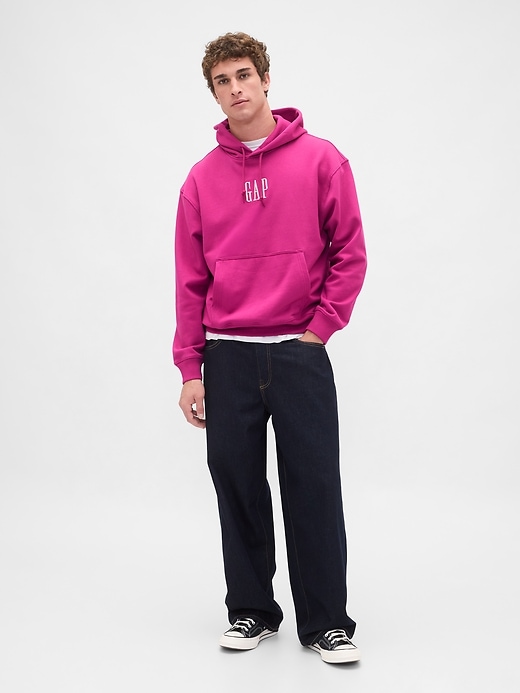 felpa con cappuccio oversize con logo pesante