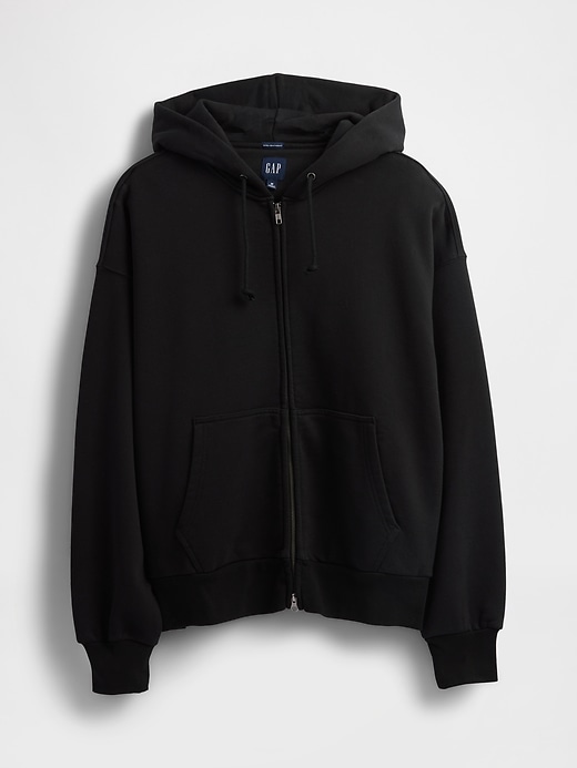 felpa con cappuccio e zip in french terry extra pesante