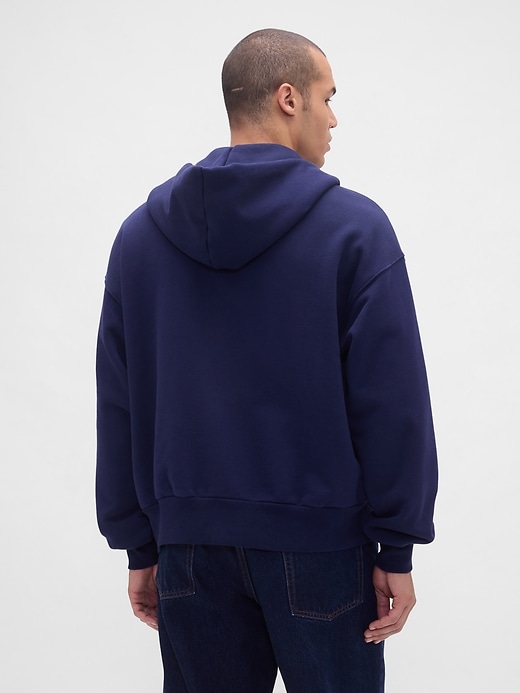 felpa con cappuccio e zip in french terry extra pesante