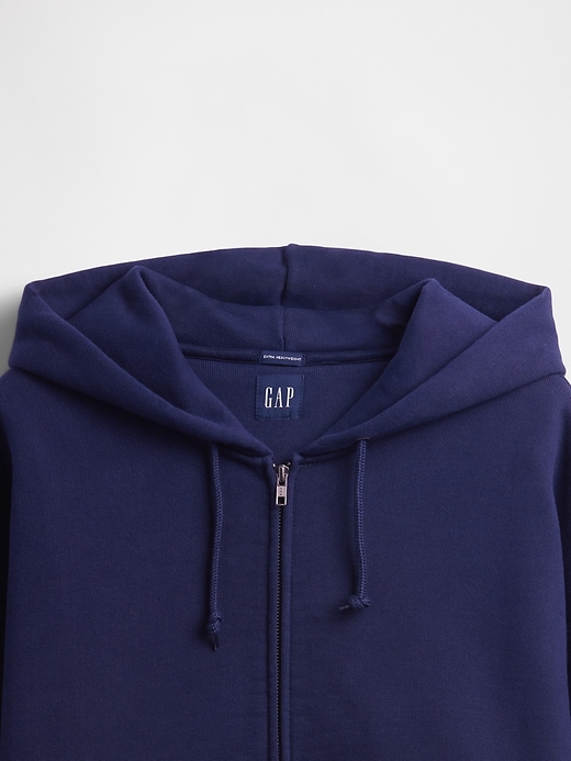 felpa con cappuccio e zip in french terry extra pesante