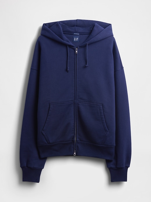 felpa con cappuccio e zip in french terry extra pesante