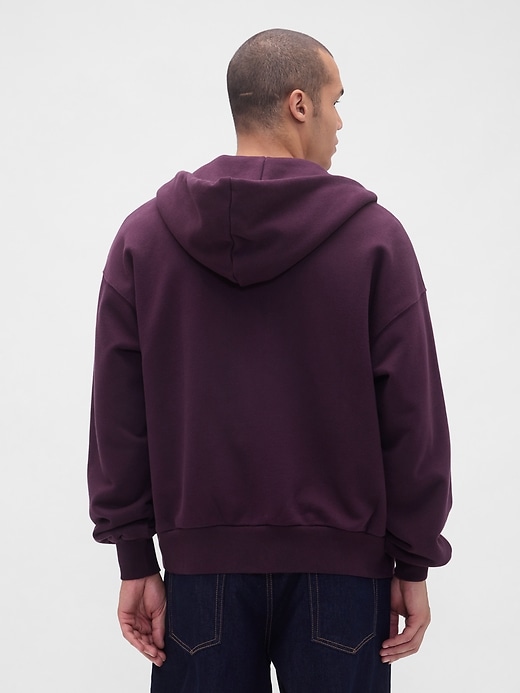 felpa con cappuccio e zip in french terry extra pesante