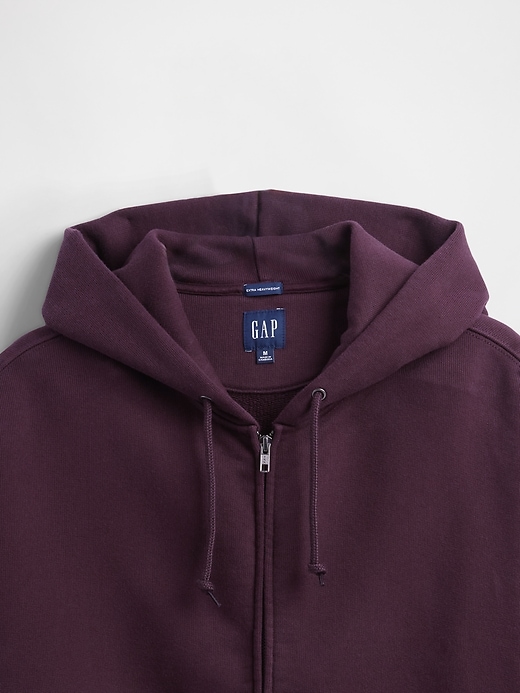 felpa con cappuccio e zip in french terry extra pesante