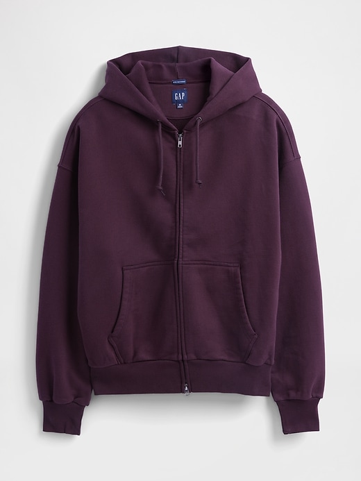felpa con cappuccio e zip in french terry extra pesante