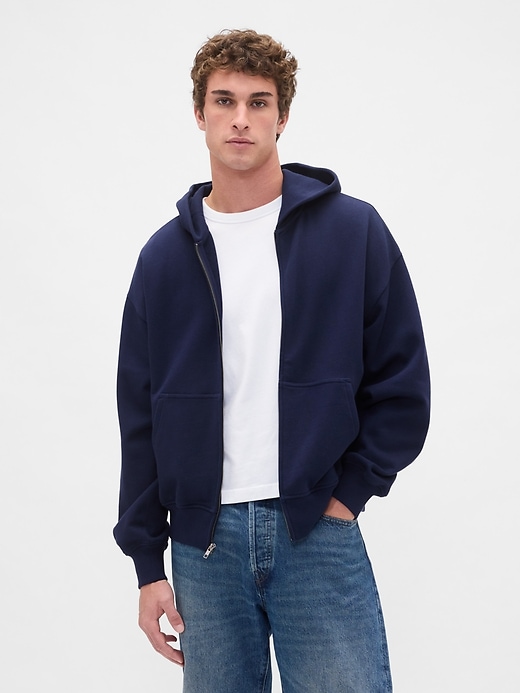 felpa con cappuccio oversize pesante con zip