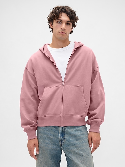 felpa con cappuccio oversize pesante con zip