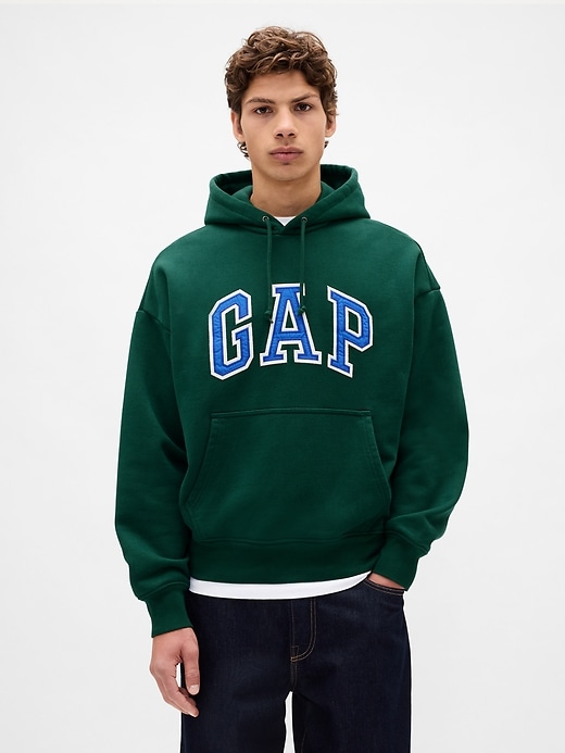 felpa con cappuccio oversize in french terry extra pesante con logo