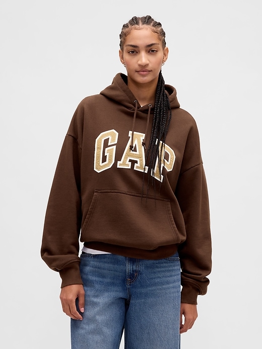felpa con cappuccio oversize in french terry extra pesante con logo