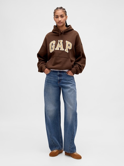 felpa con cappuccio oversize in french terry extra pesante con logo