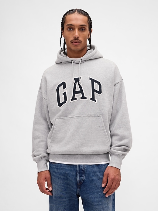 felpa con cappuccio oversize in french terry extra pesante con logo