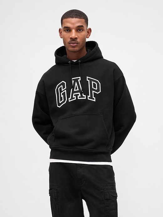 felpa con cappuccio oversize in french terry extra pesante con logo