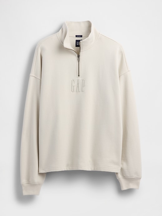 pullover pesante con mezza zip e logo oversize