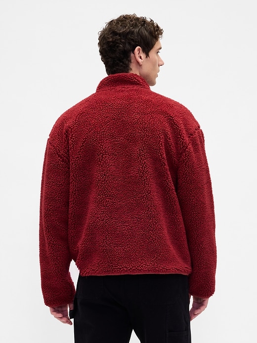 giacca con zip e logo oversize in sherpa riciclato