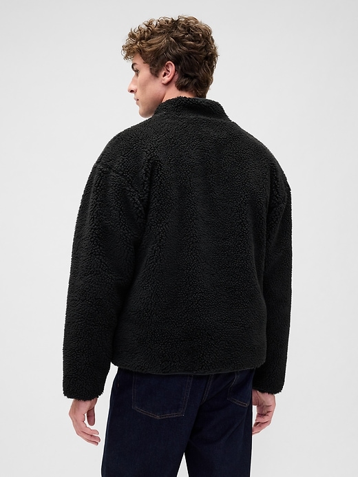 giacca con zip e logo oversize in sherpa riciclato