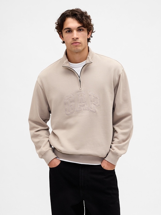 pullover pesante con mezza zip e logo oversize