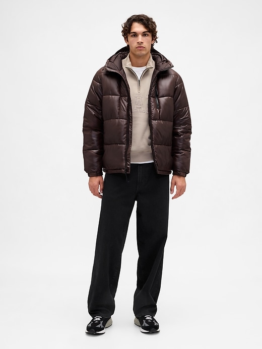 pullover pesante con mezza zip e logo oversize