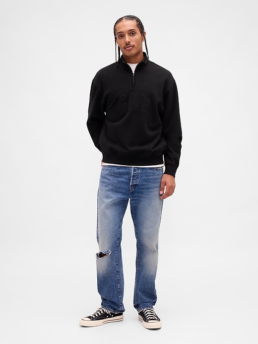 pullover pesante con mezza zip e logo oversize