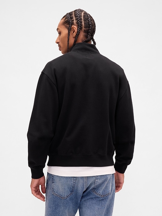 pullover pesante con mezza zip e logo oversize