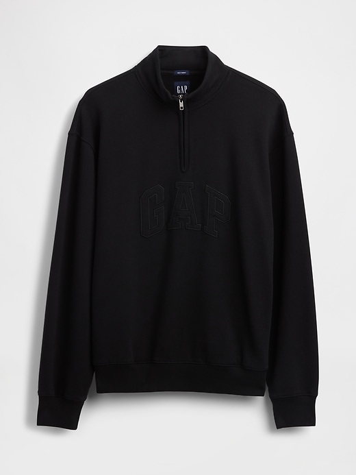 pullover pesante con mezza zip e logo oversize