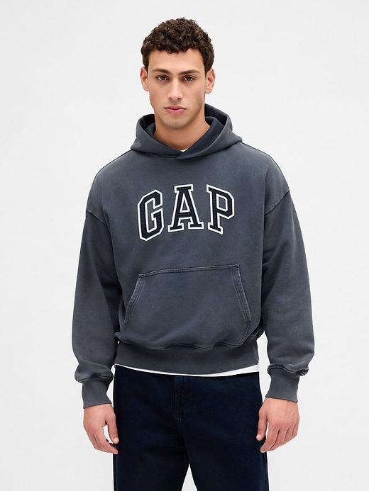 felpa con cappuccio oversize con logo pesante