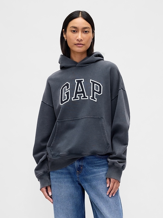 felpa con cappuccio oversize con logo pesante