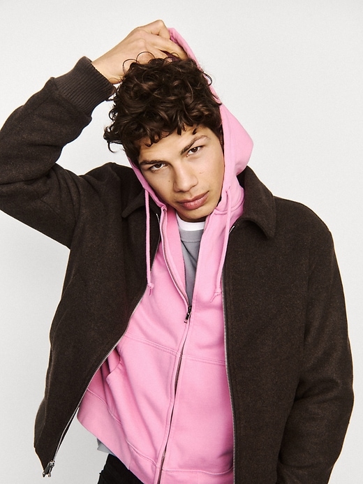 felpa con cappuccio oversize pesante con zip corta