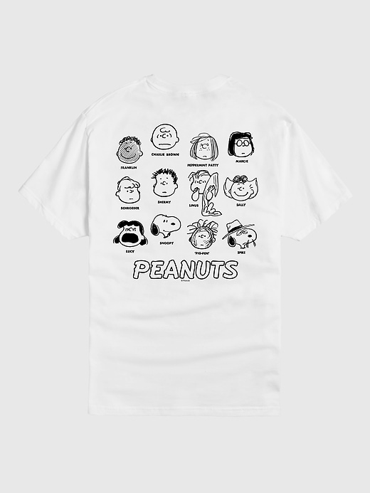 maglietta a maniche corte con facce di snoopy e i suoi amici dei peanuts
