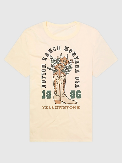 maglietta grafica con stivale da cowboy con fiore di yellowstone
