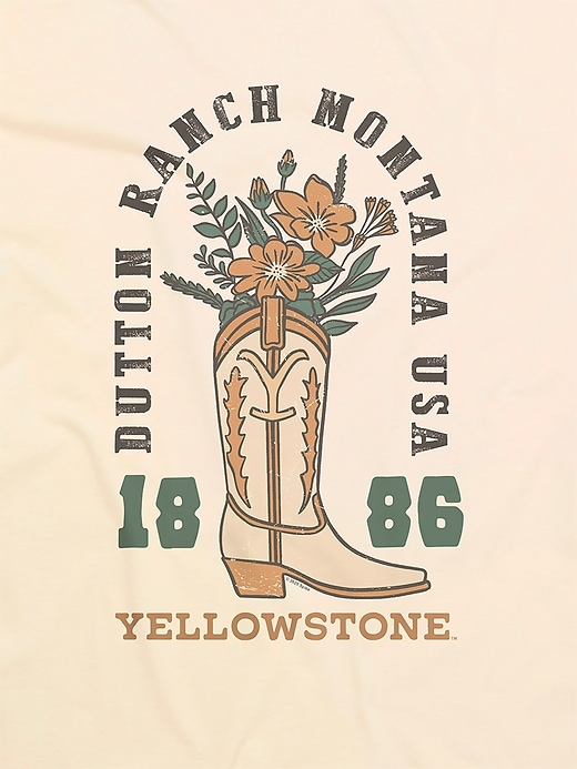 maglietta grafica con stivale da cowboy con fiore di yellowstone