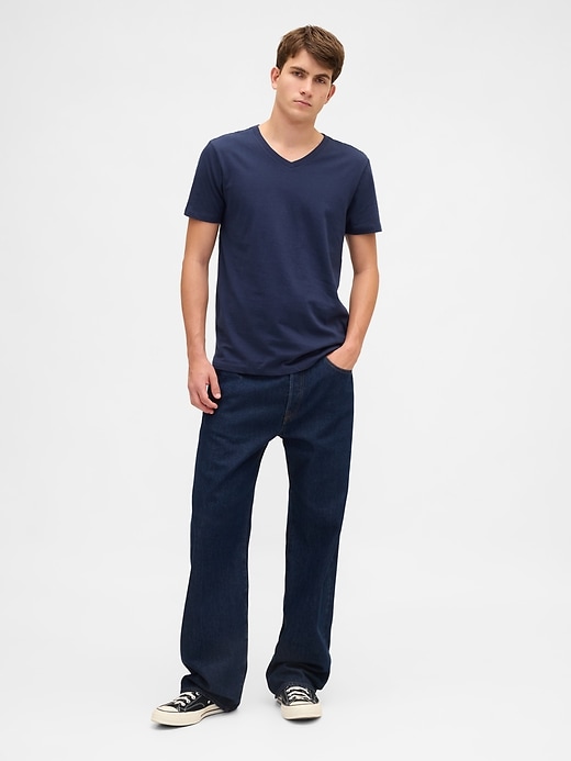 t-shirt in jersey di cotone con scollo a v