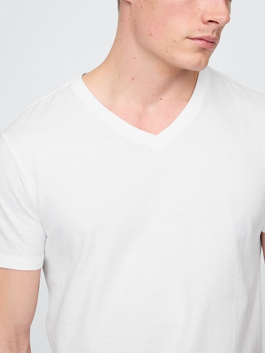 t-shirt in jersey di cotone con scollo a v