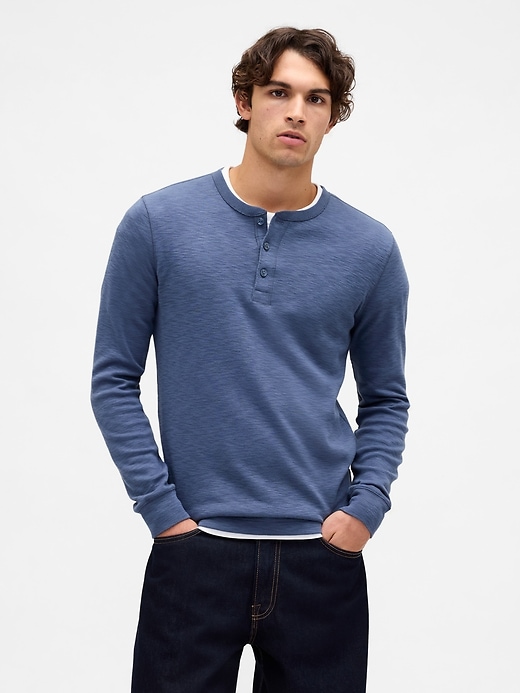 maglietta henley a doppia maglia